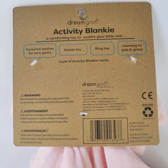 DreamGro Pink Bow Plush Lovey Coquette Blanket Baby  Activity Toy Teether Girly - Picture 12 of 13